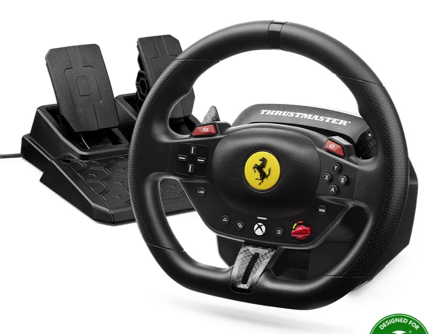Thrustmaster T98 Ferrari 296 GTS racing wheel with T2PM pedal set